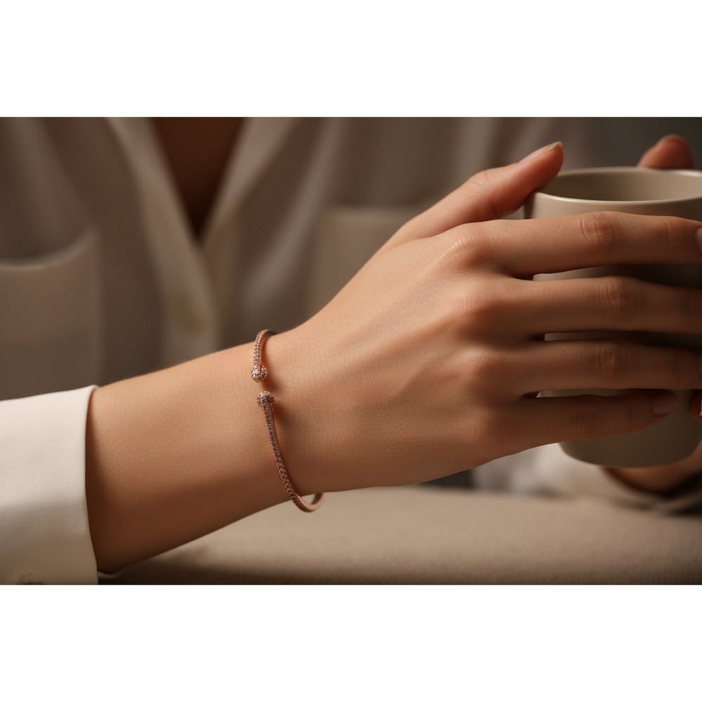 Women Bracelet Givency Rose‎ Gold Snake Cuff Bangle Bracelet CZ Crystal